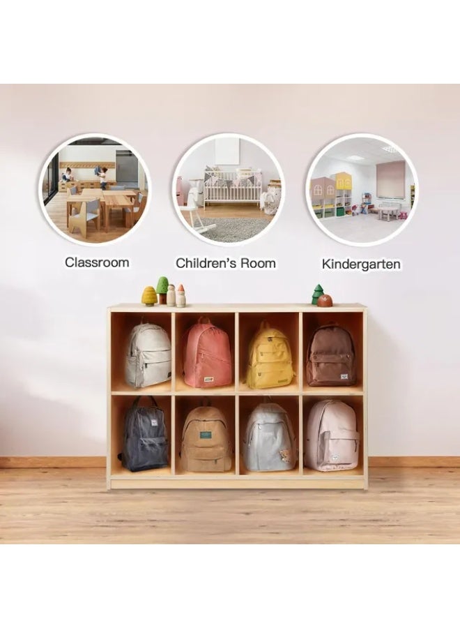 Tooky Toy 8 Compartments Wooden Storage Cubby - Brown - Image 4